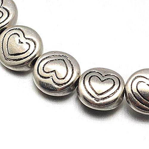 Tibetan Silver Bead Spacers Metal Beads 6 mm Pack of 32 Heart 1 String Spacer Beads for Crafts Jewellery Chain Bracelet Jewellery Parts