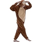 Snug Fit Unisex Adult Onesie Pajamas, Flannel Cosplay Animal One Piece Halloween Costume Sleepwear Homewear