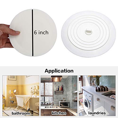 image for Kirecoo 2 Pack Bathtub Stopper, 6 Inches Large Silicone Tub Stopper, F
