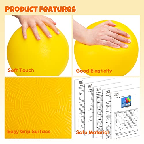 U&C Planet 6/12 Pack of Playground Balls 8.5 Inch Kickballs Set Dodge Ball with Pump Gaga Ball Handball Soft Boucy Balls Kids Rainbow Balls Play Camps School Garden
