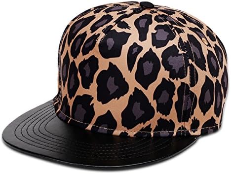 3D Design Cotton Baseball Cap Womens Snapback Hip Hop Print Hats Jellyfish (Leopard)