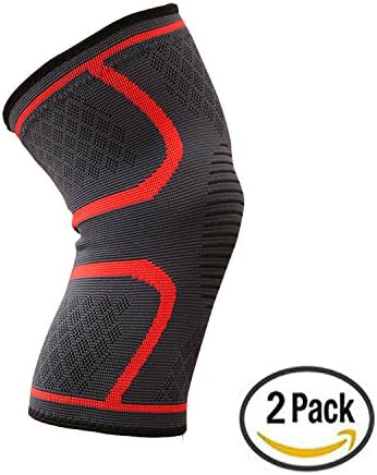 Knee Compression Sleeve Support for Running, Jogging, Sports, Joint Pain Relief, Arthritis and Injury Recovery-2 Pack-(Large)