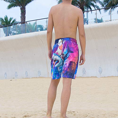 Loveternal Guy Swim Trunks Summer Anime Board Shorts Cool 3D Print Graphic Swimming Trunks Fun Animal Beach Shorts Cat Graphic Fish Swim Trunks with Pockets Rainbow Shorts for Men M - Thumbnail 7