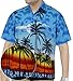 La Leela Hawaiian Shirt For Men Short Sleeve Front-Pocket Palm Tree Aloha Blue