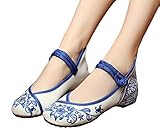 AvaCostume Chinese Traditional Paper Cut Art Embroidery Flats Mary Jane Shoes 39