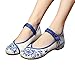 AvaCostume Chinese Traditional Paper Cut Art Embroidery Flats Mary Jane Shoes 38 White