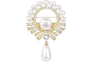 HSQYJ Crystal Pearl Flower Brooches Pins Fashion Beautiful Created Rhinestone Floral Brooch Good Idea for Party Dance Wedding Banquet for Elegant Women Girl