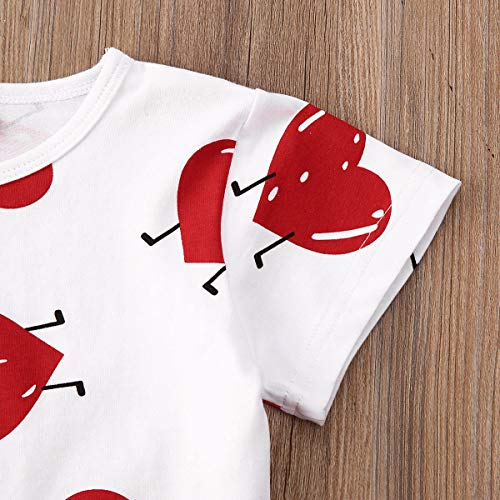 6M-5Y Valentine's Day Outfit Baby Girl Love Heart T-Shirt Top+Zipper Leather Skirt Mini Dress Clothes Set (Red, 6-12 Months)
