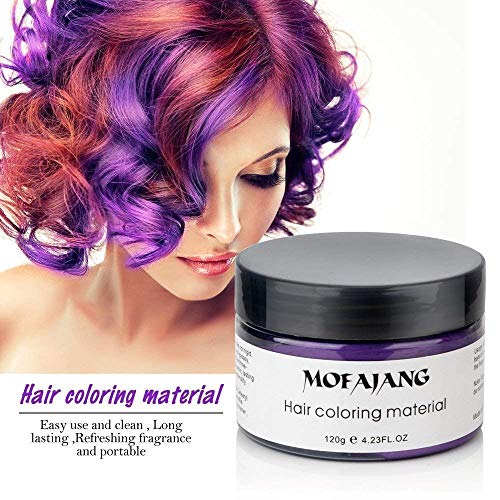 MOFAJANG Unisex Hair Wax Dye Styling Cream Mud, Upgrated Natural Hairstyle Color Pomade, Washable Temporary,Party Cosplay Daily Use - Purple