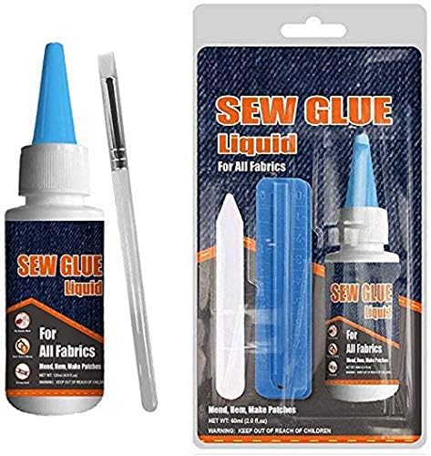 1PC 1 Min Bonding Sew Glue Liquid,Speedy Fix Liquid Stitch Fabric Glue Washable,Quick Dry Cloth Repair Sew Glue Liquid for All Fabrics Denim Cotton Flannel Clothing Sofa Doll Repair & DIY