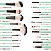Adpartner 18pcs Makeup Brushes Set Eye Shadow Brush Kit Face Kabuki Make Up Cosmetic Brush Soft Bristles Green Plastic Handle Foundation Blush Concealer Beauty Tools - White Bristles