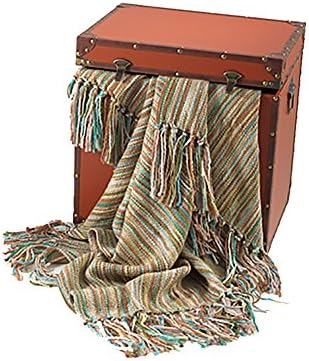 Multi Color Woven Design Striped Throw, 100% Acrylic, 50 x 60 Inch Rectangular