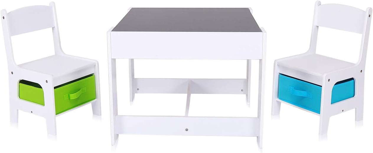 Baby Vivo Set Children's Activity Table with 2 Chairs Furniture Set Boys and Girls made of Wood - Max