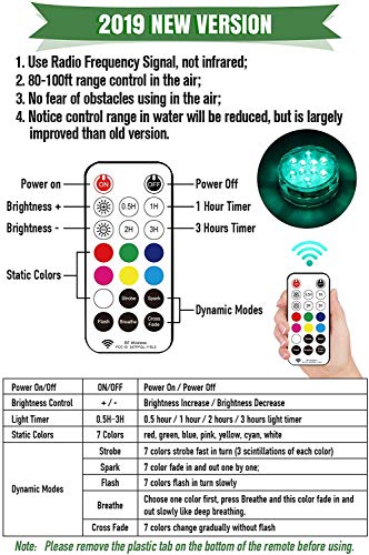 Qoolife Rechargeable Underwater Led Lights- 3.3" USB Magnetic Waterproof Light Pad Night Lights Remote Controlled RGBW Changing Submersible led Lights for Party Christmas Hot Tub Pond - Thumbnail 3