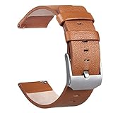 Fitbit Blaze Bands, Small Leather Camel, V-Moro Genuine Leather Bracelet Strap Replacement Band For Fitbit Blaze Smart Fitness Watch (Genuine Leather Camel Small)