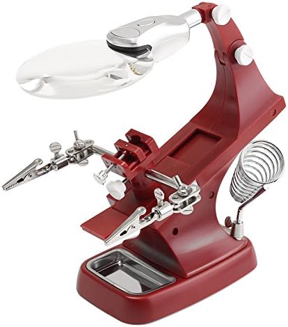 WOLOR Multi-functional Helping Hand Soldering Workbench with Magnifying Desk Lamp Alligator Clips Adjustable Knobe for Modeling and Repairing