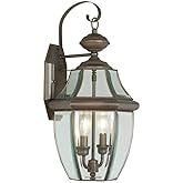 Livex Lighting 2251-07 Monterey 2 Light Outdoor Bronze Finish Solid Brass Wall Lantern with Clear Beveled Glass, 20.25" x 10.