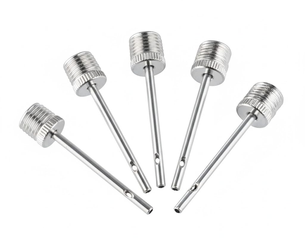 FAST Ball Inflation - Ball pump needles (5 pack) - football pump valve needle ball inflation - basketball, netball, rugby, netball, soccer - ball inflator adaptor valves