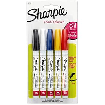 Sharpie 37371PP Oil-Based Paint Markers, Fine Point, Assorted Colors, 1 Blister Pack with 5 Markers, Total of 5 Markers