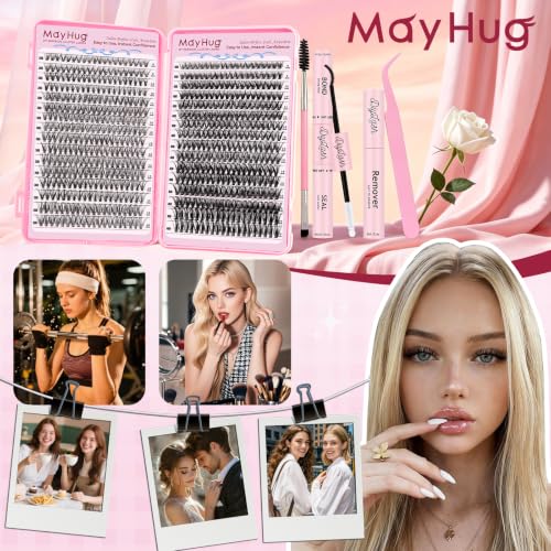 MAYHUG Cluster Lashes Kit,640PCS Natural Wispy Lash Clusters,30D 40D 9-16mm | 640PCS Natural & Wispy Lash Clusters Kit for soft, fluffy and everyday lash styles.