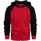 AOTORR Men's Zip Up Hoodie Color Block Long Sleeve Casual Sweatshirt with Pocket