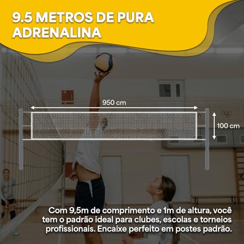 Rede De Vôlei 9,5m Para Quadra E Praia Tamanho Oficial Para Jogo Recreativo JustGoFit