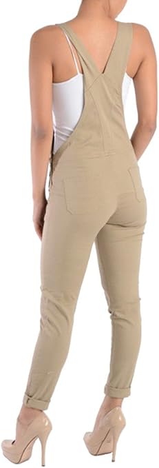 skinny khaki overalls