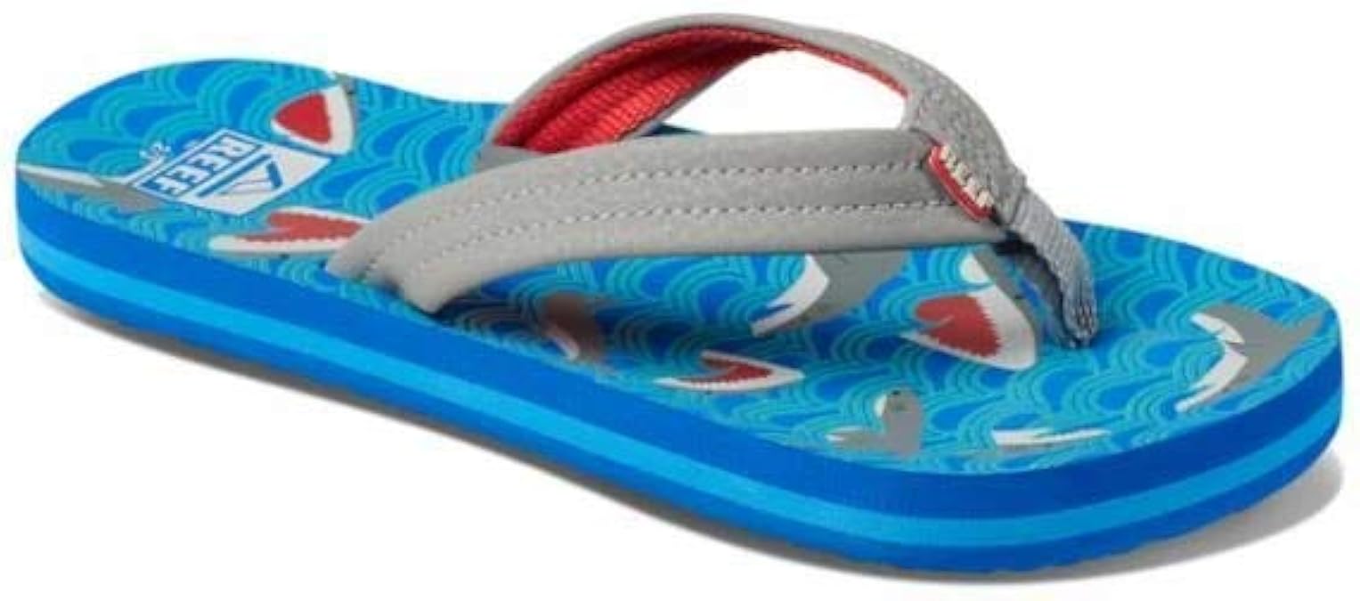 Amazon.com | Reef Boys Ahi Summer Slip On Beach Flip Flops Sandals Blue Shark | Sandals