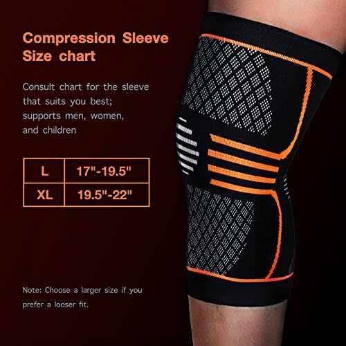 ZetHot Knee Compression Sleeve Support Brace（Pair Knee Brace for Running, Jogging, Sports, Joint Pain Relief, Arthritis and Injury Recovery