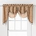 GoodGram Ultra Elegant Clipped Jacquard Georgette Fringed Window Valance with an Attached Sheer Swag Assorted Colors (Gold)