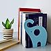 Rbenxia Cute Elephant Bookends Nonskid Art Bookend Gift Blue Elephant Nonskid Bookends Book Rack Book Organizer1 Pair for Office School Library