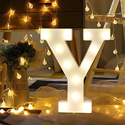 Vacally LED light，Alphabet Letter Lights LED Light Up White Plastic Letters Standing Hanging A -Z & Wedding Birthday Decorate