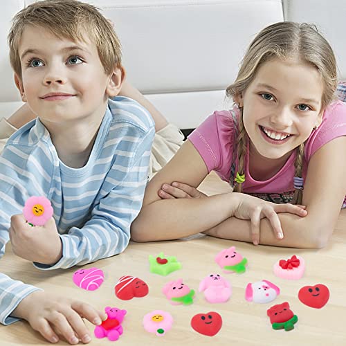 LovesTown 30PCS Valentines Day Mochi Squishy Toys, Mini Kawaii Squishies Stress Relief Fidget Toys for Valentine\'s Day Goodie Bag Fillers Party Favors