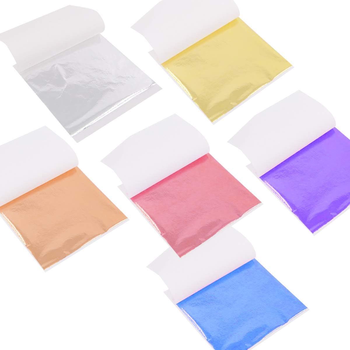 Dawa 300 Pieces Alloy Leaf Imitation, Gold, Silver, Rose Gold, Pink, Blue, Purple, 3.5x3.5 inch, Arts & Craft