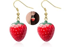 YOOESTORES82 Strawberry Drop Dangle Earrings for Women, Red Cute Strawberry Dangle Earring, Simulated Strawberry Earrings,3D Acrylic Fruit Drop Earring