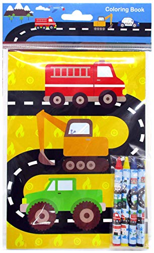 Transportation Vehicles Trains and Construction Coloring Book Set with Crayons Party Favor, 12 Pack - Thumbnail 4