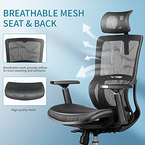 Ergonomic Office Chair, mfavour Office Chair Mesh, with 3D Armrest