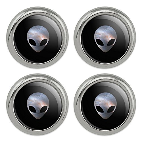 Alien Head in Space Metal Craft Sewing Novelty Buttons - Set of 4