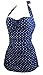 COCOSHIP Blue & White Anchor Sailor Vintage Sheath Inspired Boy-Leg One Piece Maillot Bathing Suit L(FBA)