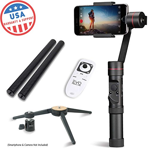 EVO SP-PRO Gen2 3 Axis iPhone Gimbal Stabilizer works with iOS & Android Smartphones, Advanced EVO Camera APP | 1 Year USA Warranty | Bundle Includes: EVO SP-Pro + Tripod Stand + Wireless Remote