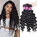 RECOOL 10A Brazilian Hair Loose Deep Wave Bundles Wet and Wavy Virgin Human Hair Weave Bundles Natural Color Real Good Quality Hair(18 20 22)
