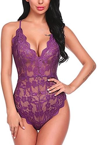 LEvifun Women Sexy Teddy Lingerie One Piece Lace Womens Babydoll Lingerie Halter Bodysuit Fashion Sexy Sleepwear Babydoll Nightdress Nightwear Chemises Bustier for Women