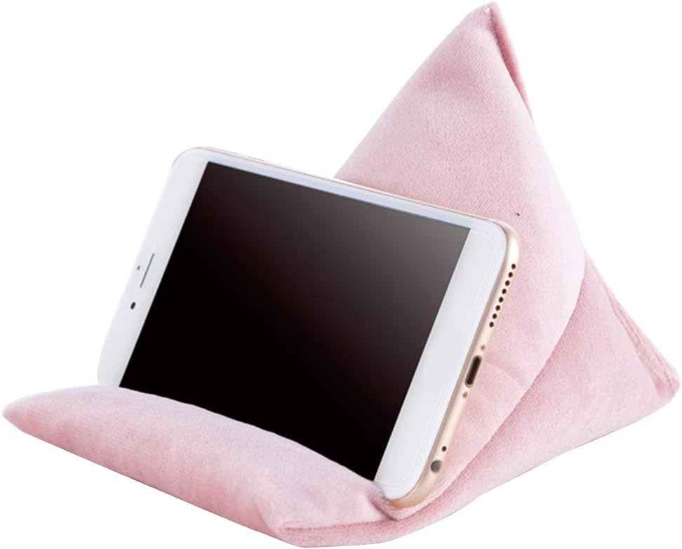 Ariw Moblie Phone Stand, Multifunction Bubble Beads Cushion Lazy Bracket, Portable Soft Fabric Tablet/Phone/EReader Pillow Stand, Suitable for Home/Office/Travel/Camping, etc (Pink)