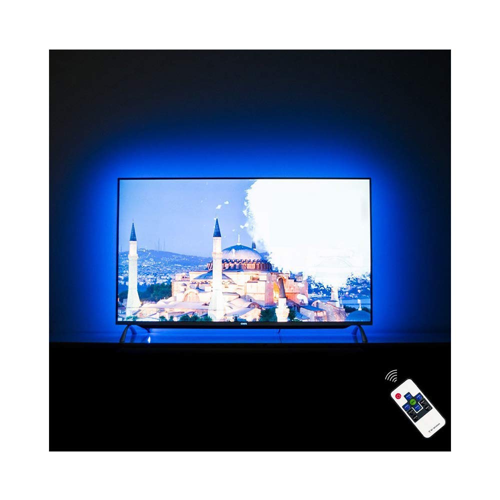 HAMLITE TV Backlight 50 55 Inch TV Bias Lighting USB LED TV Light Strip,  Customized to Cover 4/4 Sides of 50" TVs Without Dark Spot, RF Remote, 16  Colors, ...