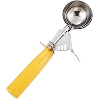 Portion Scoop - #20 (1.52 oz) - Disher Scoop, Cookie Scoop, Food Scoop - Portion Control - 18/8 Stainless Steel, Yellow Handl