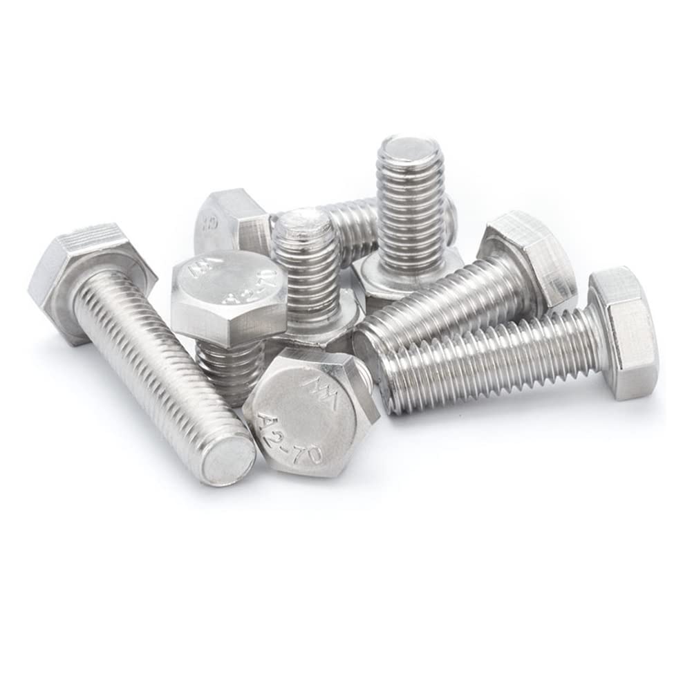 BOZONLI M8 Hex Bolt - Fully Threaded Setscrew Stainless Steel Mechanical Bolts M8×14mm,10 pcs