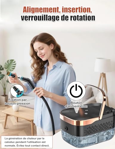 Steam Cleaner, 2500 W Multi-Purpose Manual Steam Cleaner with 6 Adjustable Speeds and 8 Types of Nozzles, 1250ML Portable High Pressure Steam Cleaner for Home and Car