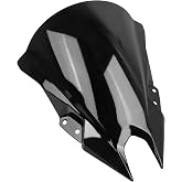 WORLDMOTOP Motorcycle 18.4" Windscreen Windshield Replacement for Kawasaki Ninja500 Ninja 500 SE 2024 2025 2026 PC Windscreen Double Bubble (Black)