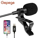 Gepege Microphone Professional for iPhone Grade Lavalier Lapel Omnidirectional Phone Audio Video Recording Lavalier Condenser Microphone (iOS 1.5m)