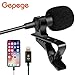 Gepege Microphone Professional for iPhone Grade Lavalier Lapel Omnidirectional Phone Audio Video Recording Lavalier Condenser Microphone (iOS 1.5m)